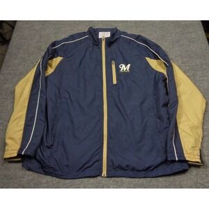 MLB GIII By Carl Banks Milwaukee Brewers Adult XL Jacket Full Zip Windbreaker